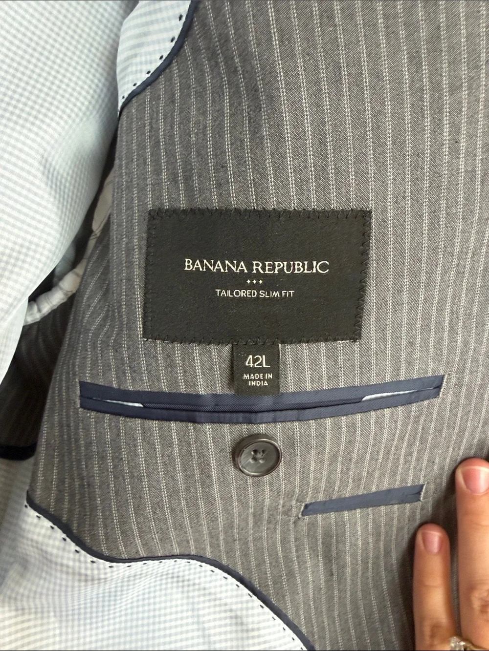 Banana Republic Gray Pinstripe Men's Blazer - Classic Two-Button Suit Jacket